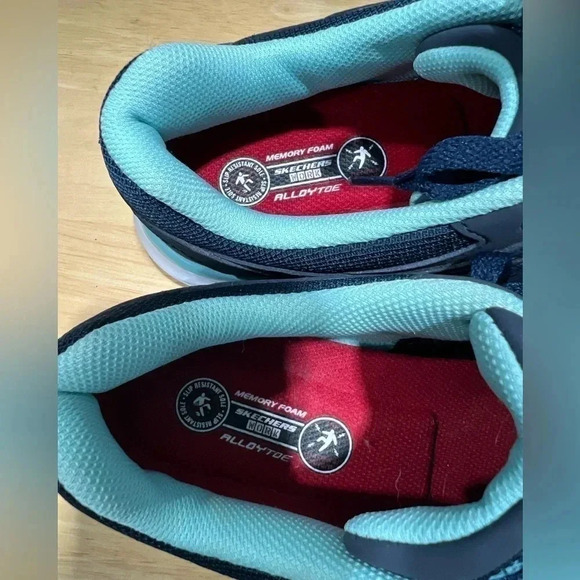 Skechers Flex Sole Work Sneakers Blue 8.5 Alloy Toe‎ - Picture 2 of 9